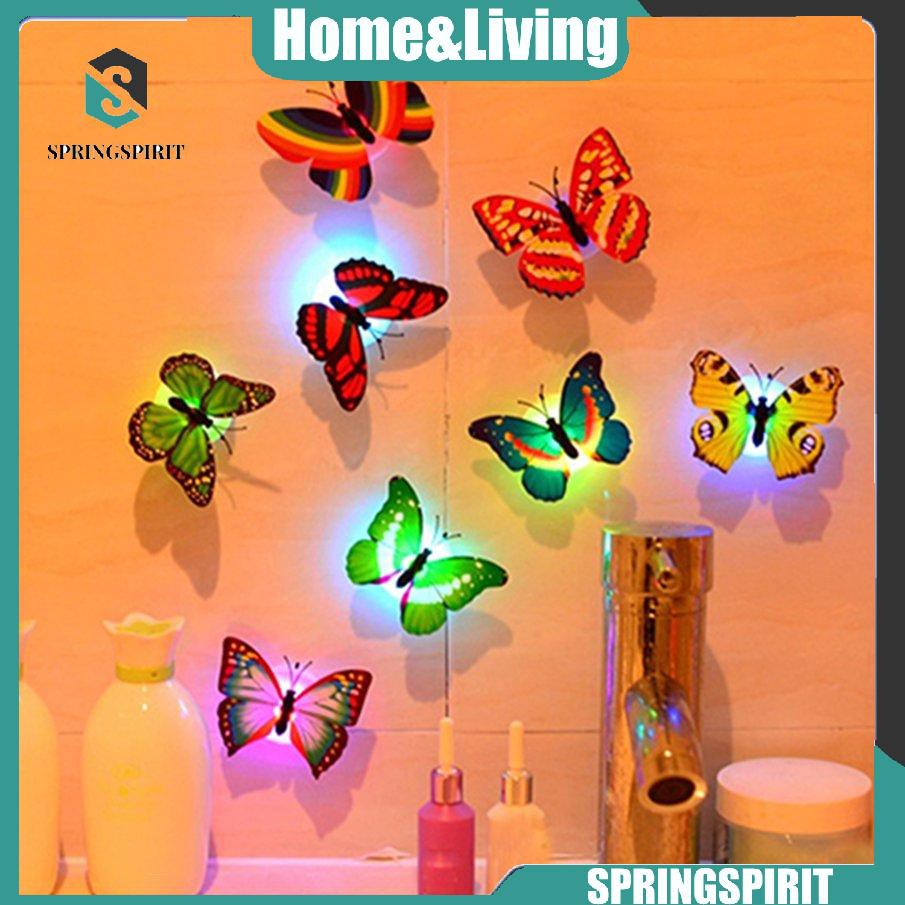 Đèn LED đầy màu sắc hình bươm bướm thay đổi màu sắc dán tường ban đêm
