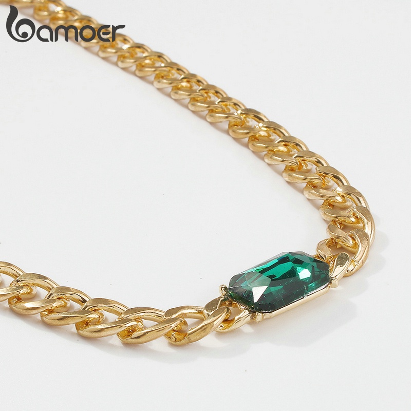 Dây chuyền Bamoer AIN027 46cm đính đá xanh lá thời trang cho nữ