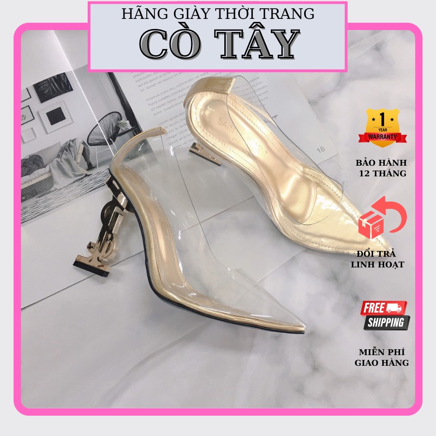 Giày cao gót bít mũi quai trong gót đô là màu đồng sang chảnh ( cotay - K56 )