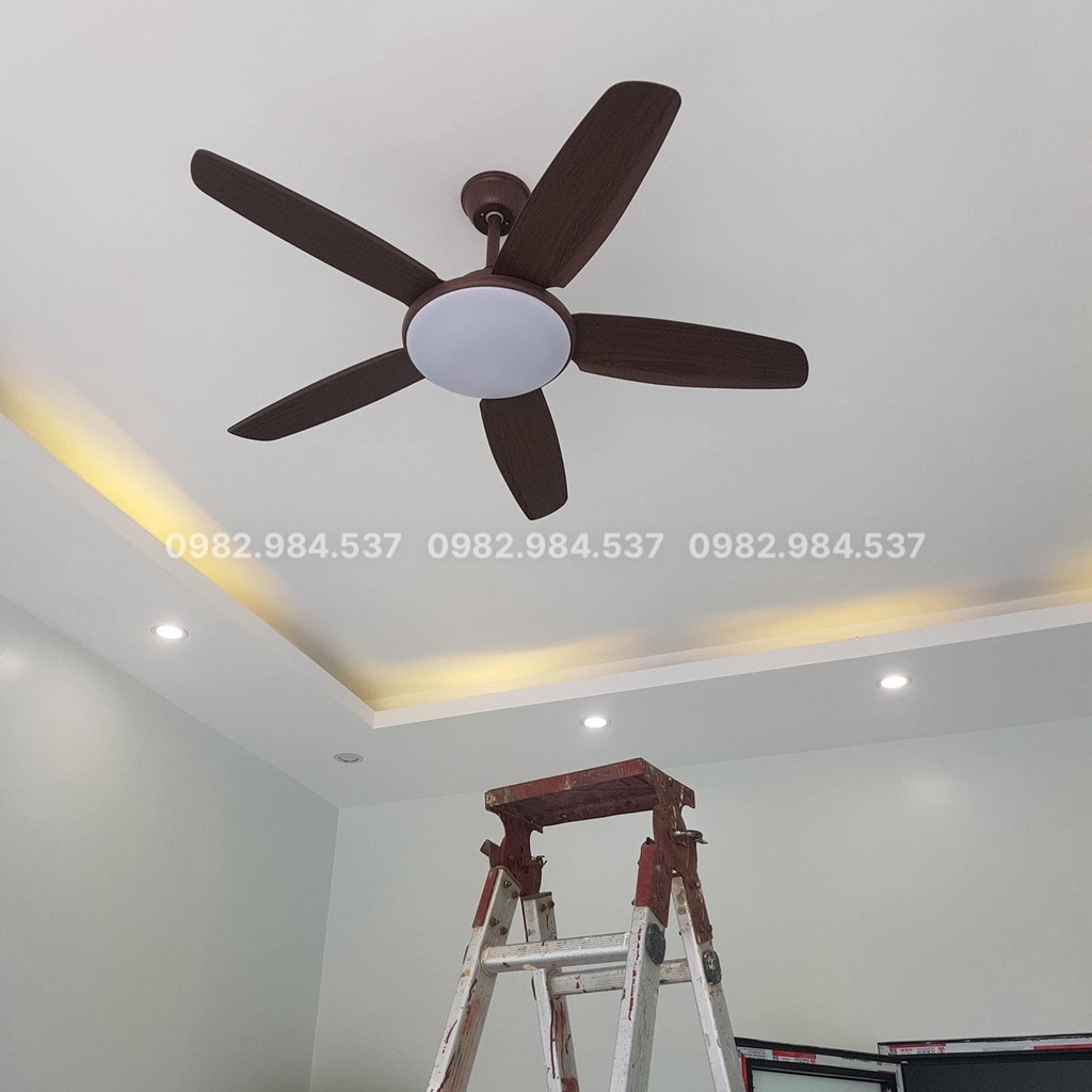 Loại 1-Quạt trần có đèn 5 cánh,quạt trần thạch cao trang trí phòng khách-ngủ-bếp,3 chế độ sáng,6 tốc độ gió có đảo chiều