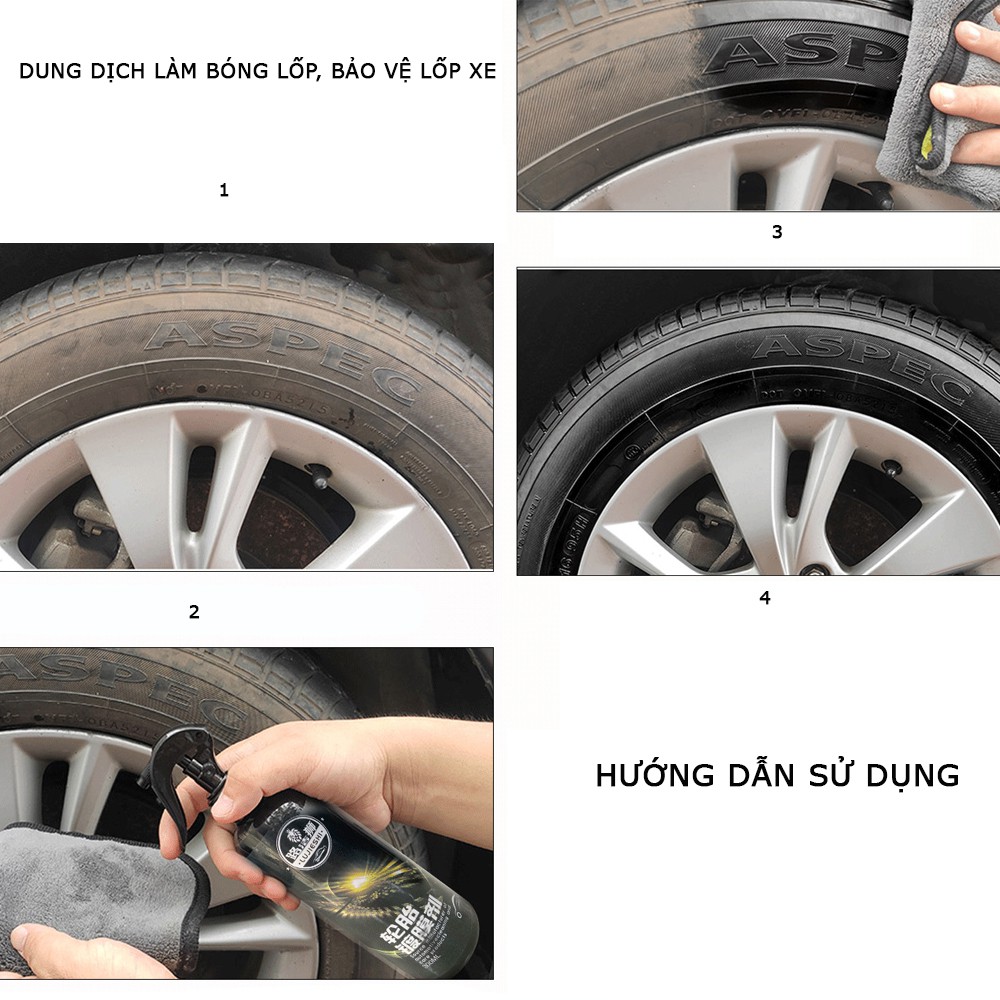 Dung dịch phủ bóng lốp xe ô tô LU JIESHI  tránh nước bụi bẩn bảo vệ tân trang lốp vành xe ô tô như mới - 300ml