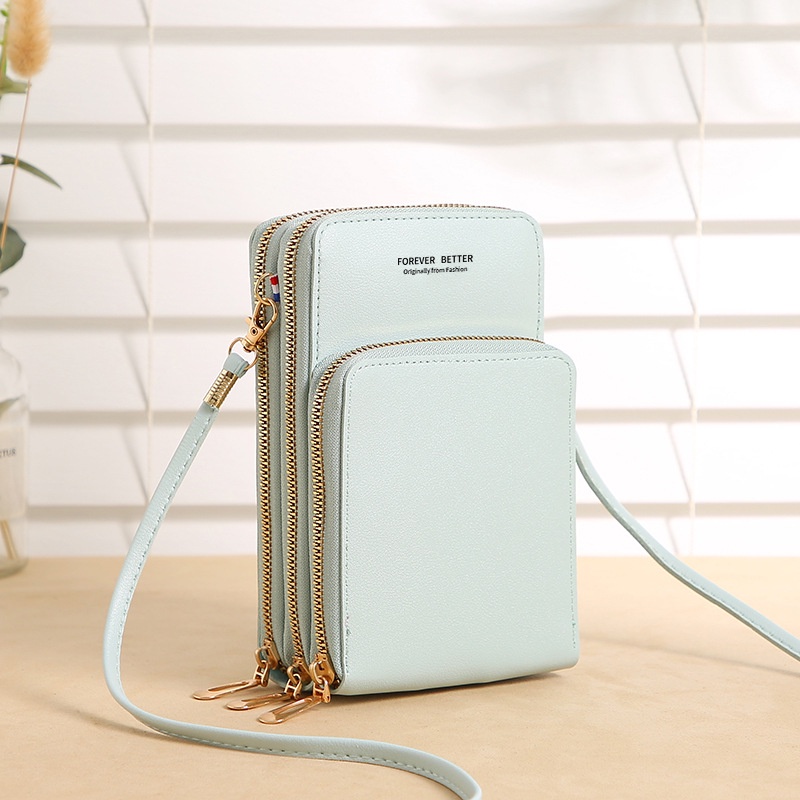 Túi Đựng Điện Thoại Di Động Màu Trơn Đa Năng Có Thể Chạm Màn Hình Cảm Ứng