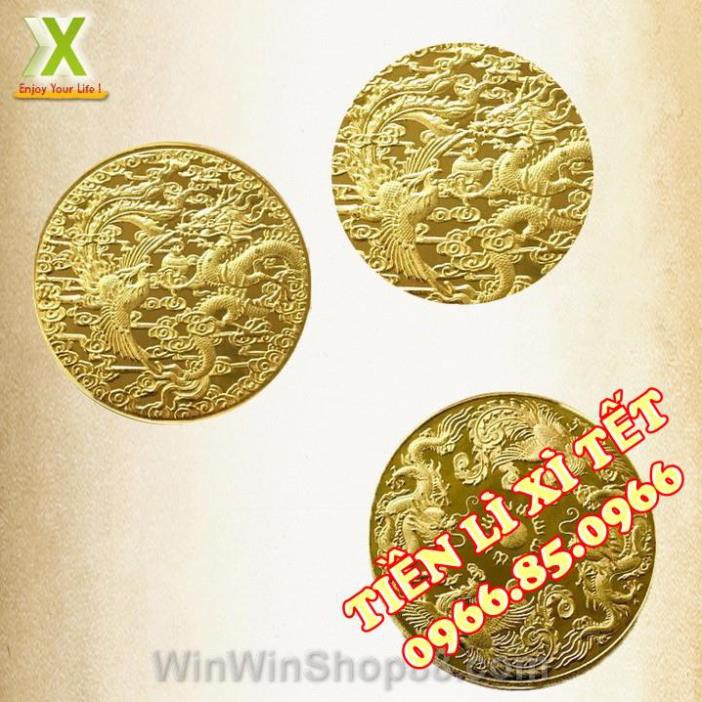 [Trợ Giá] Đồng xu Long Phụng sum vầy may mắn phong thủy tài lộc