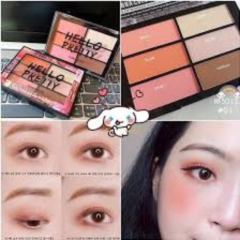 Má Hồng Tạo Khối Đa Năng 6 ô Sivanna Colors HELLO PRETTY Face Designing Palette HF5012