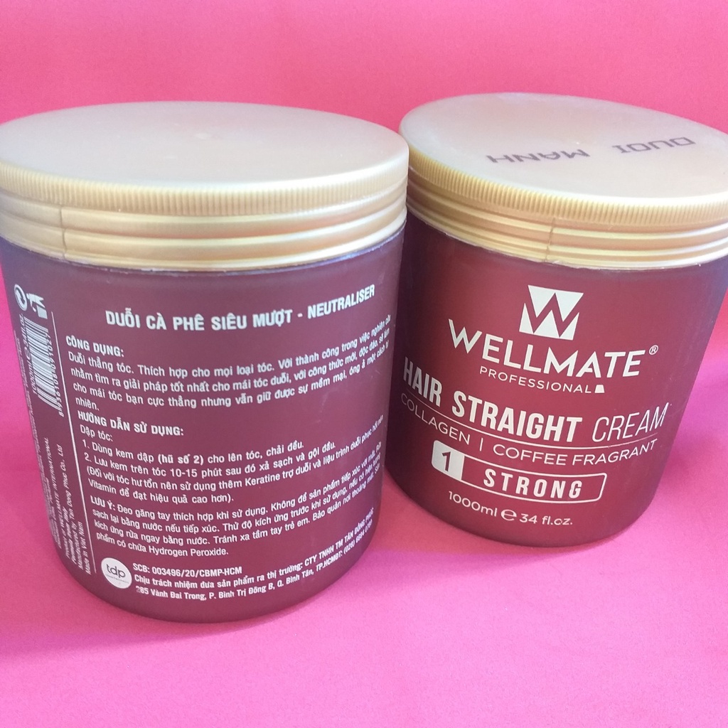 Thuốc duỗi tóc dành cho tóc khỏe siêu mềm mượt Wellmate 1000ml x2 hương Cafe