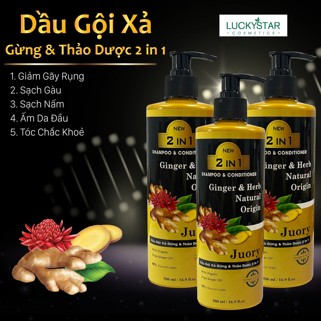 Dầu Gội Gừng và Thảo Dược Lucky Star 500ml