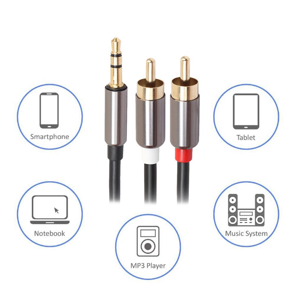 Dây cáp chia cổng 3.5mm từ đầu đực sang 2 cổng RCA cho máy tính bảng