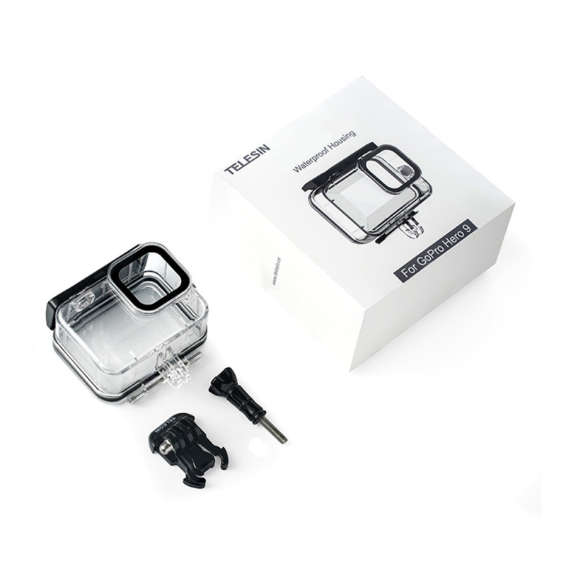 Vỏ chống thấm nước TELESIN 50M Ống kính cường lực lặn dưới nước Vỏ bọc cho GoPro Hero 9 10 Phụ kiện máy ảnh màu đen