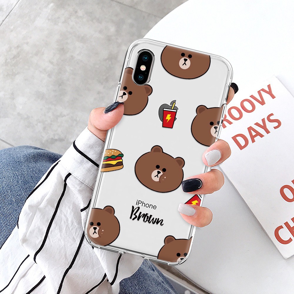 💕HOT💕 Ốp lưng silicon in hình gấu brown thỏ cony và vịt sally dễ thương cho iphone 8 plus 6/7 11 pro xr xs max - A910