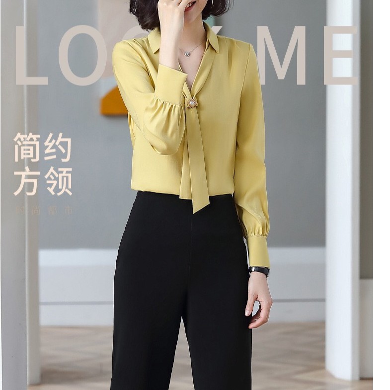 Áo Sơ Mi Nữ Cà Vạt Hàn Quốc Cổ V Tay Dài Công Sở ❤️💥FREESHIP❤️💥 ÁO KIỂU