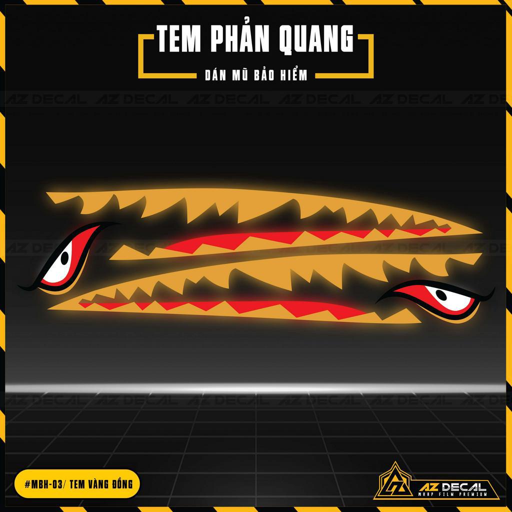 Tem Mũ Bảo Hiểm Phản Quang Mẫu Cá Mập | MBH-03 | Sticker Dán Nón Bảo Hiểm Siêu Chất, Siêu Bền