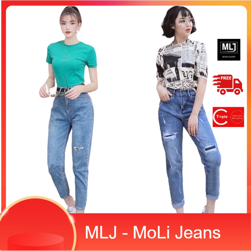 Quần jean 9 TẤC BigSize phom Baggy / boyfriend co dãn mạnh, lưng cao, màu xanh was râu mèo 4205 hottrend MLJ