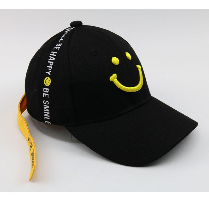 Mũ lưỡi trai thêu hình mặt cười thời trang cho trẻ em