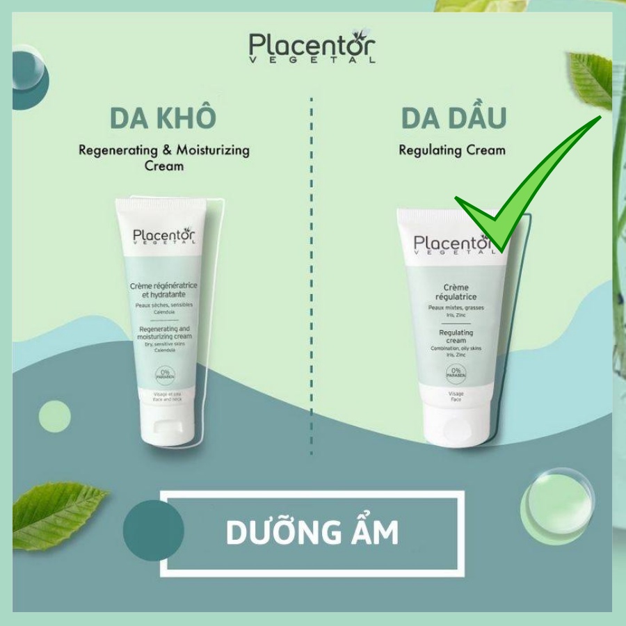 Kem dưỡng điều tiết bã nhờn cho da dầu, da hỗn hợp Placentor Regulating Cream 50ml