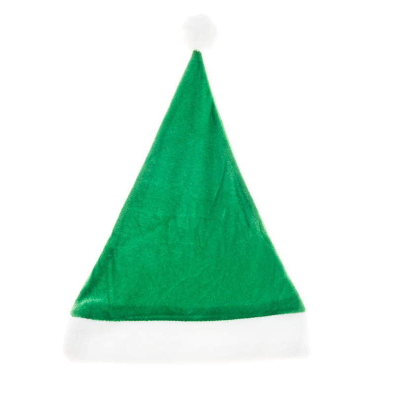 Mũ Ông Già Noel Màu Xanh Lá Cây Cổ Điển Bằng Vải Nhung Màu Trắng Cho Người Lớn Và Trẻ Em