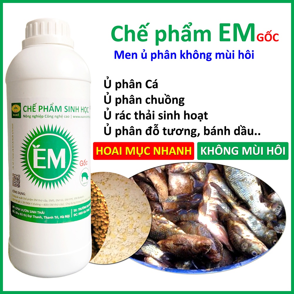 Chế phẩm sinh học EM gốc. Men Vi Sinh chuẩn của Đại Học Nông Nghiệp 1 Hà Nội. Từ 1 lít EM gốc sản xuất ra 40 lít thứ cấp
