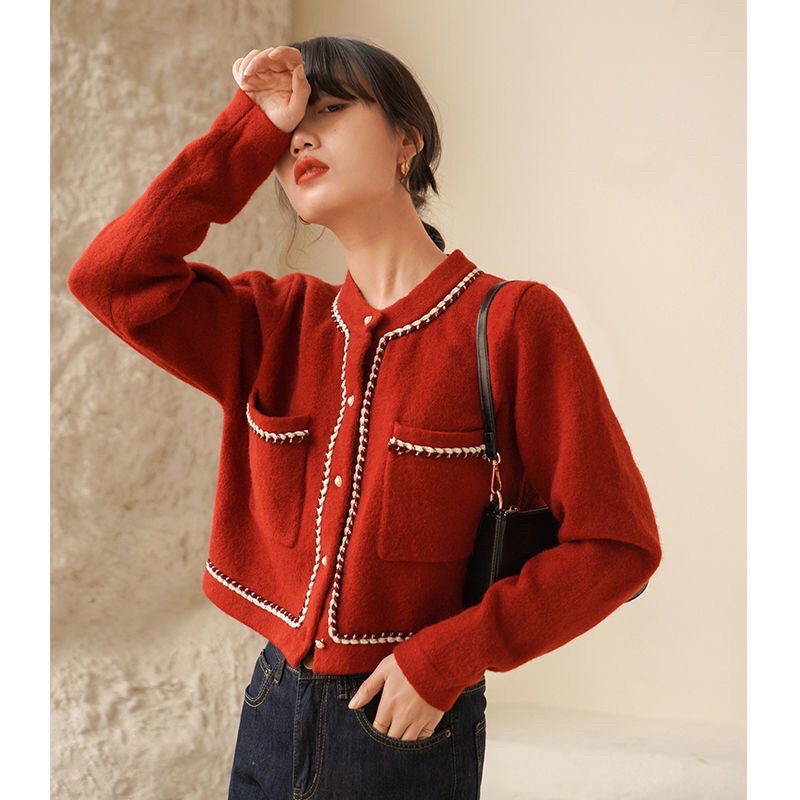 Áo Cardigan tay dày hai túi trước phong cách tiểu thư hàn quốc 14