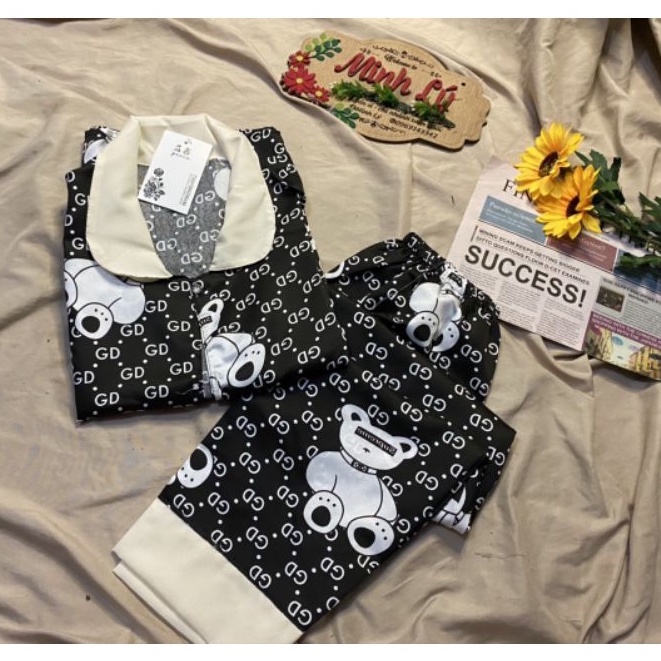Bộ đồ ngủ nữ quần áo mặc nhà pyjama đồ bộ tone đen huyền bí dành cho nữ form dưới 57kg