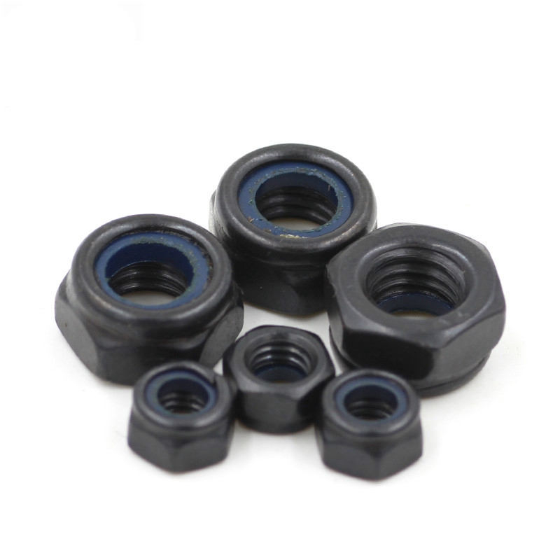 Đai ốc khóa bằng thép carbon và nylon màu đen DIN985 M2 M M3 M4 M5 M6 M8 - M12