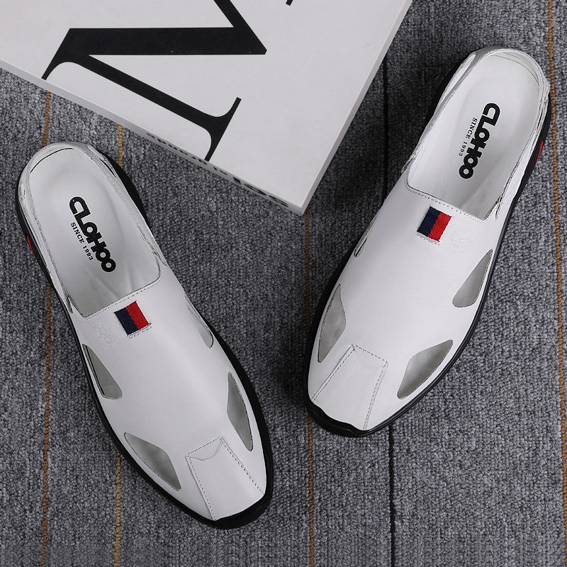 Xăng đan Da Đục Lỗ Đế Mềm Thời Trang Đi Biển Mùa Hè Cho Nam