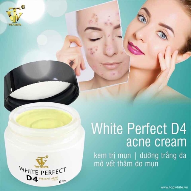 KEM TRI MỤN WHITE PERFECT TOP WHITE D4 (mẫu mới)