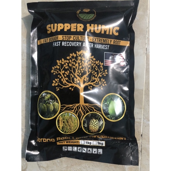 super Humic gói 1 kg, phân bón sinh học Humic axit giúp kích ra rễ, hồi phục cây, cải tạo đất