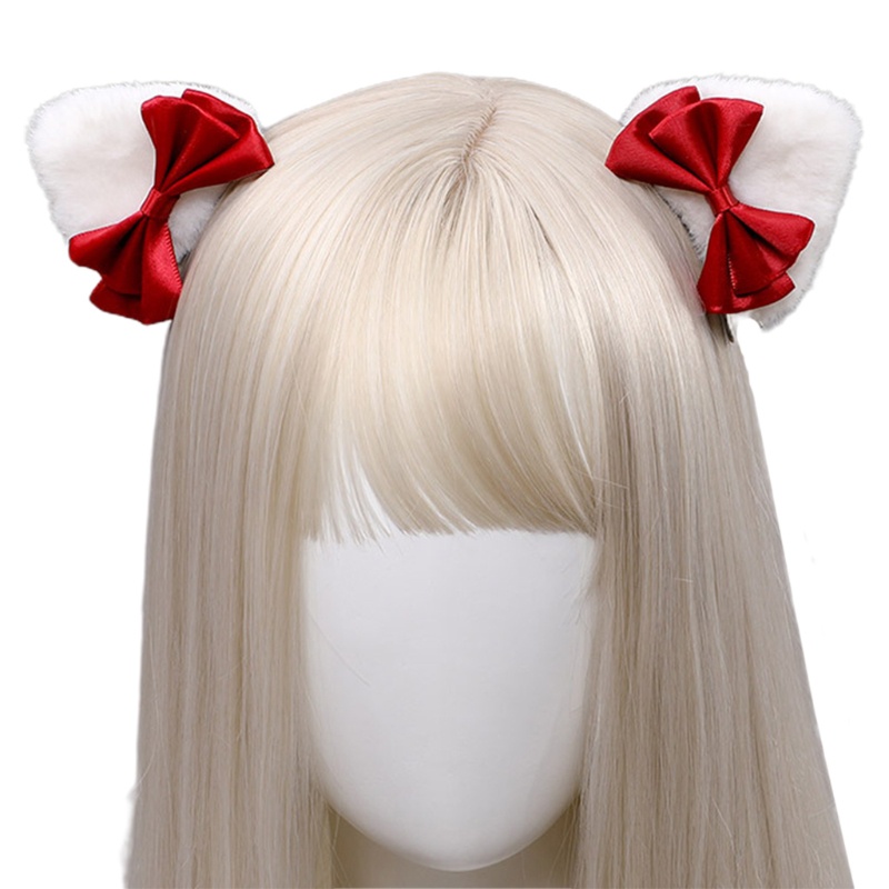 Kẹp Tóc Hình Tai Mèo Hoạt Hình Thắt Nơ Tam Giác Nhồi Bông Đáng Yêu