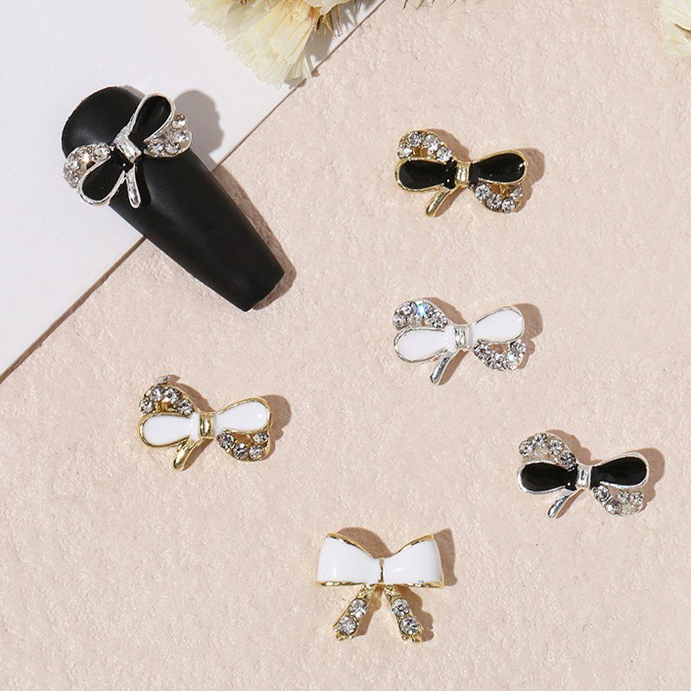 Phụ Kiện Trang Trí Móng Tay Hình Nơ Màu Trắng Đen Thời Trang