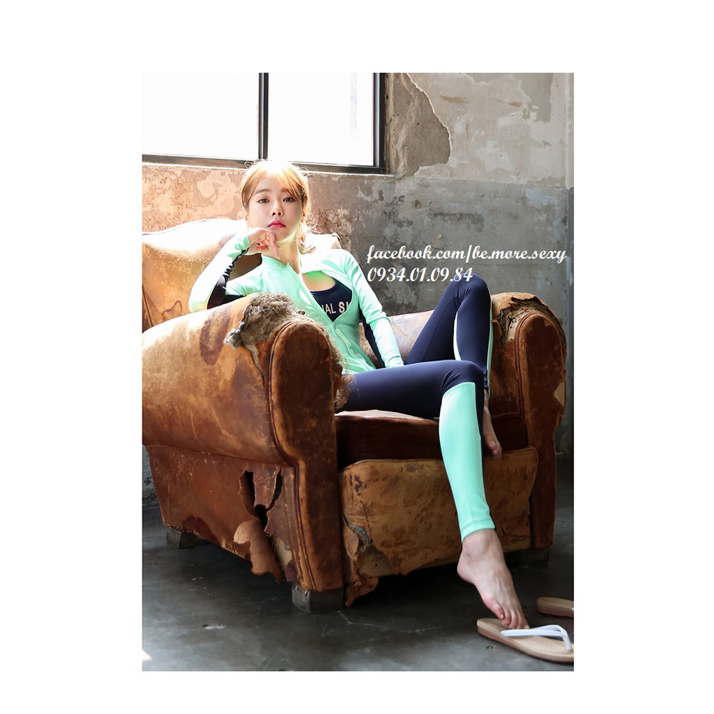 Đồ bơi dài tay Hàn Quốc khoác xanh mint | BigBuy360 - bigbuy360.vn