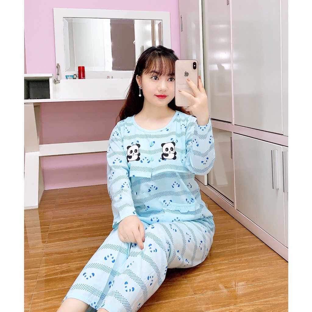 Bộ bầu - bộ sau sinh - cho con bú - chất liệu cotton ( gấu trúc - QDTD - MS - 022 )