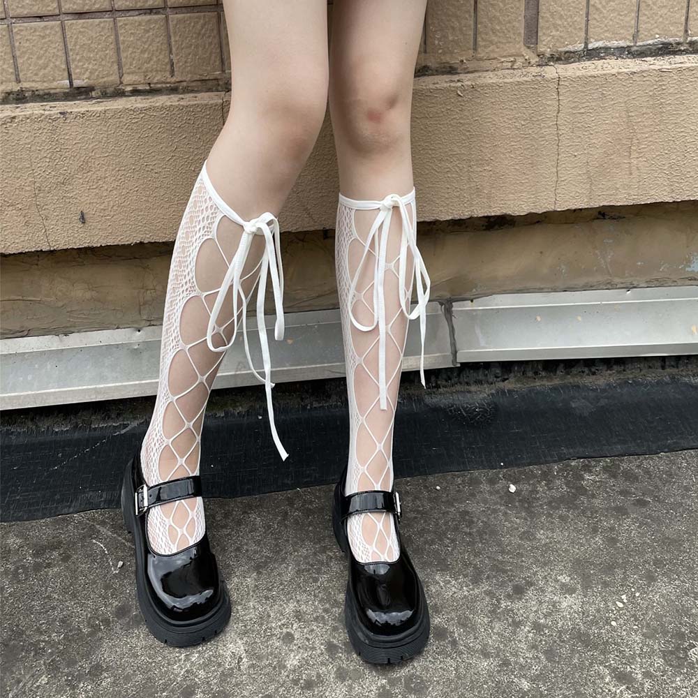 Đôi Tất Chân Lưới Đính Nơ Xinh Xắn Cho Nữ
