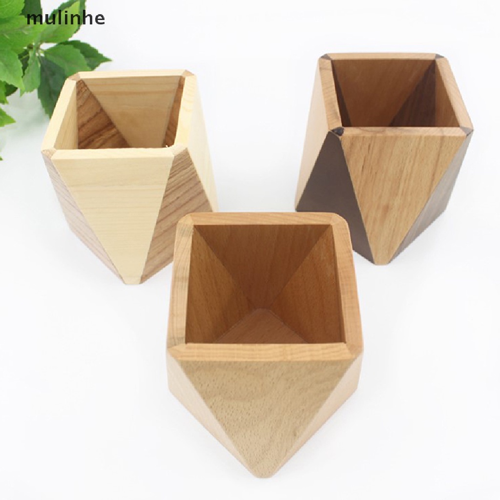 Hộp Gỗ Đựng Bút / Cọ Trang Điểm Để Bàn Tiện Dụng