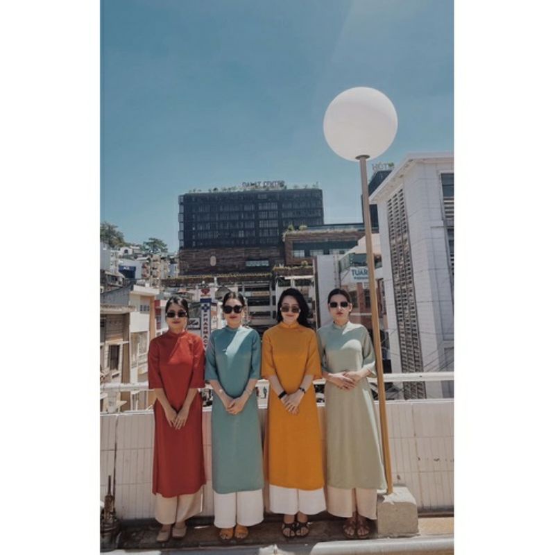 Áo dài dáng xưa,áo dài dáng xuông tay lỡ chất lụa Tây Thi  tùy chọn màu quần