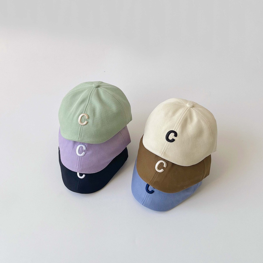 Nón Beret Thêu Chữ C Màu Sắc Ngọt Ngào Dành Cho Bé