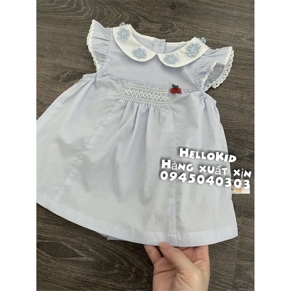 A264 - Áo sơmi kẻ xanh cổ sen bé gái