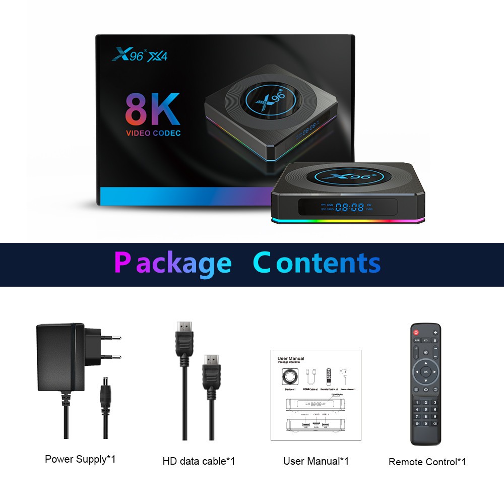 Android TV Box X96 X4 - Amlogic S905X4, Android 11, Ram 4GB, Bộ nhớ trong 32GB, cấu hình mạnh mẽ, hỗ trợ định dạng AV1