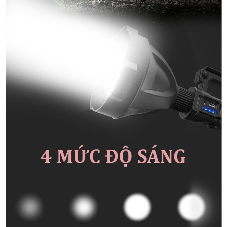 Đèn pin siêu sáng chiếu xa 1000m kháng nước siêu tốt tích hợp sạc pin điện thoại, Đèn pin quân đội