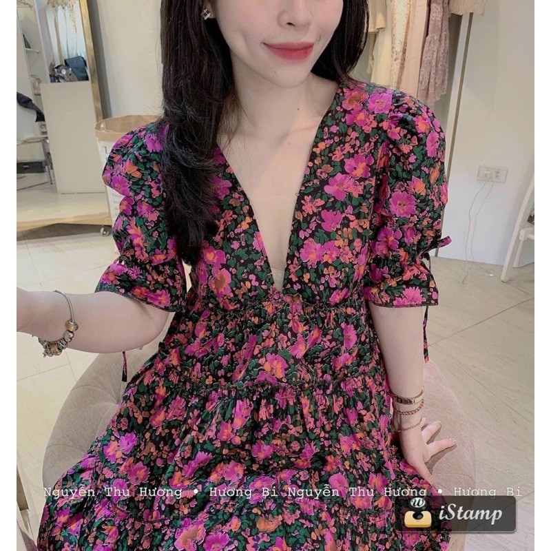 Đầm hoa tay nơ bigsize 60đến90kg