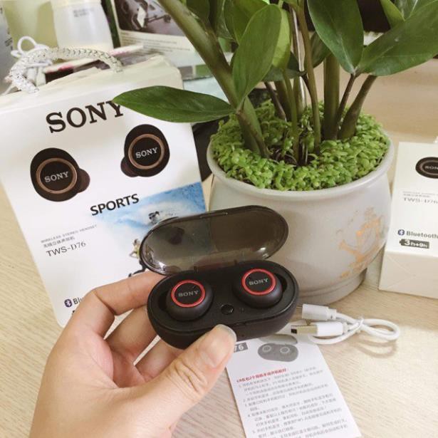 Tai Nghe Bluetooth không dây Sport Sony TWS - D76 âm bass trầm, âm tress nghe rõ ràng mạch lạc