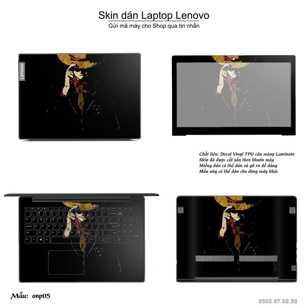 Skin dán Laptop Lenovo in hình One Piece (inbox mã máy cho Shop)