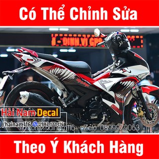 Tem Trùm Exciter 150 Trắng Đỏ cá Mập