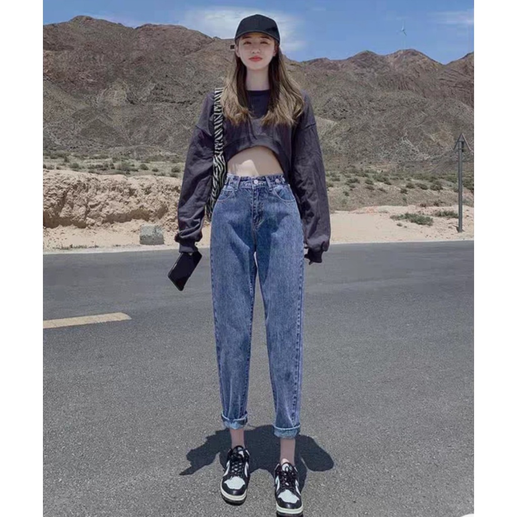 Quần jean bò nữ baggy cạp cao đủ size cực hot 2022 jeanTH | BigBuy360 - bigbuy360.vn