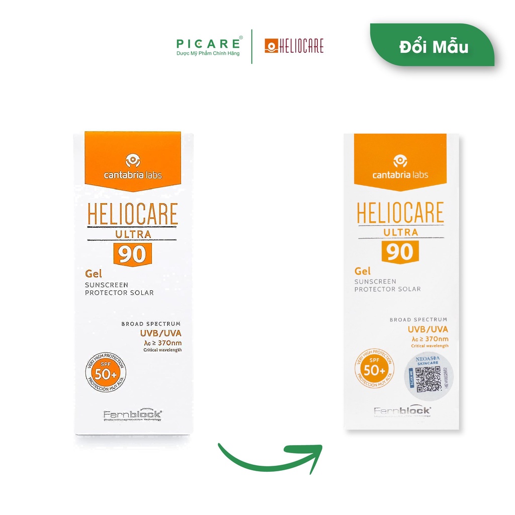 Kem Chống Nắng Dạng Gel Cho Da Thường, Da Nhờ, Da Mụn Và Da Hổn Hợp Heliocare Ultra 90 Gel Sunscreen SPF50+ 50ml