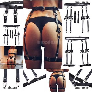 Nịt bít tất bằng da phối nơ làm thủ công phong cách punk quyến rũ cho nam nữ