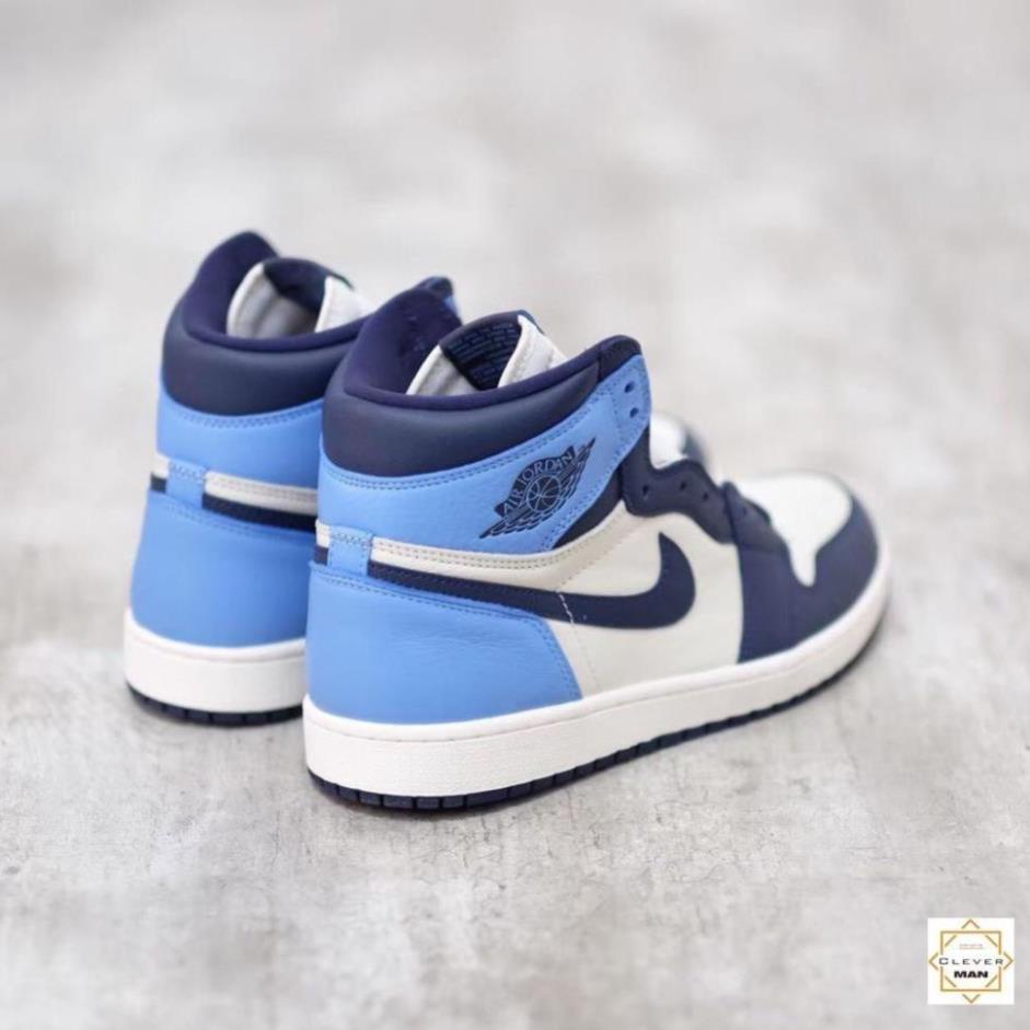 [FREESHIP+VOUCHER] Giày Thể Thao Sneakers AIR JORDAN 1 Retro High Obsidian UNC Xanh Than Gót Xanh Dương Cao Cổ