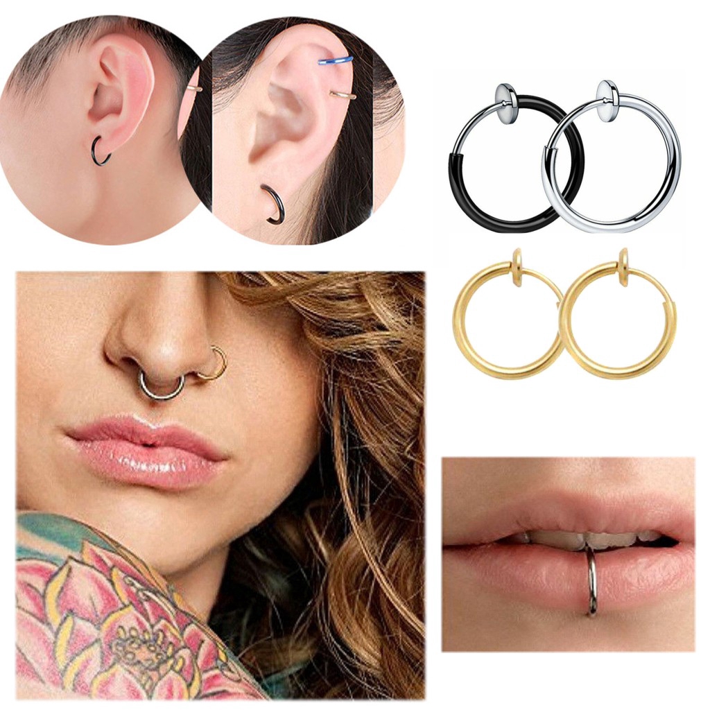 1Pair Classic Hip-Hop Style Hoop Earrings Circle Hoop Earrings for Women Jewelry Steampunk Ear Clip Gift