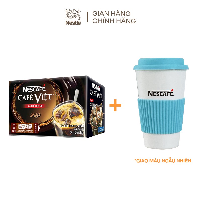 [Tặng ly nhựa Nescafe] Cà phê hòa tan Nescafé café Việt cà phê đen đá (Hộp 15 gói x 16 g)