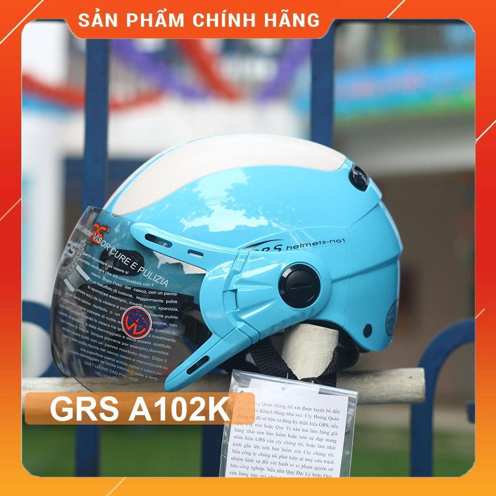 Mũ bảo hiểm nửa đầu có kính GRS A102K, Màu xanh ngọc, bảo hành 12 tháng SHOP MŨ 192