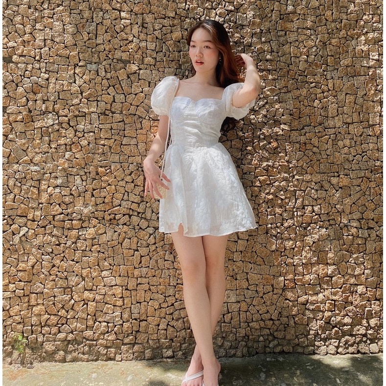 Đầm hoa cúp ngực tay phồng Hàn Quốc đẹp LUCETFASHION Clara Dress