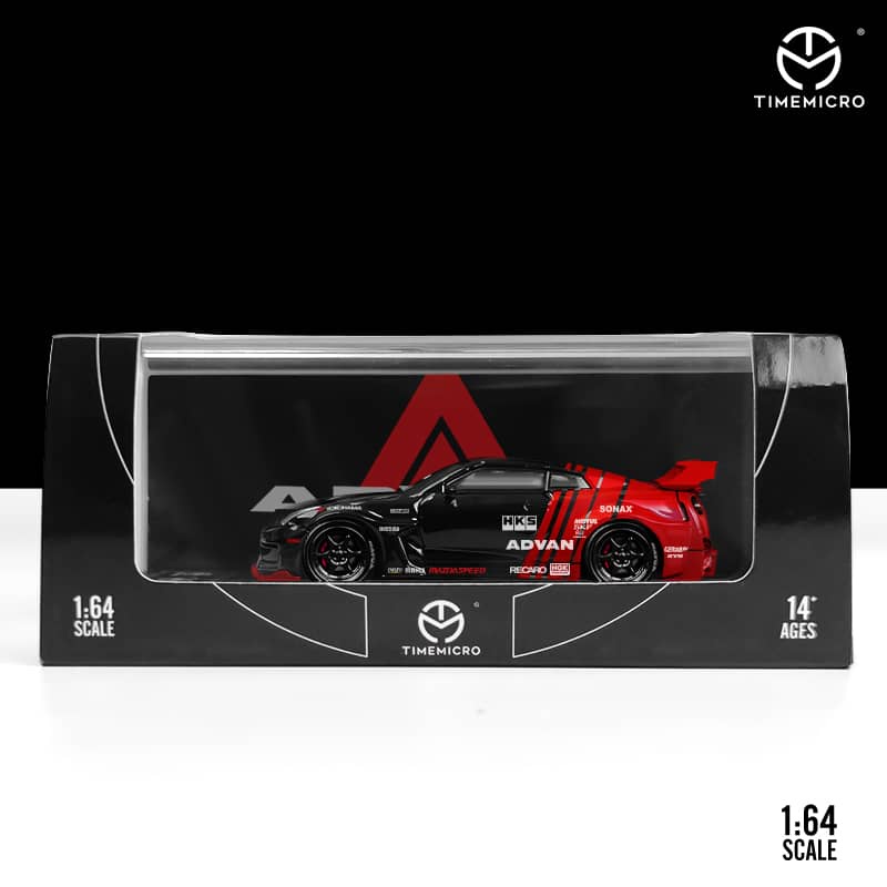 (Premium bánh cao su) Xe mô hình TimeMicro 1:64 LBWK Nissan GTR R35 LB 3.0 ADVAN JPS (new k kèm figu